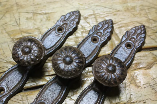 6 Cast Iron Antique Style Barn Handle Drawer Pull Shed Door Handles BACK PLATE 3