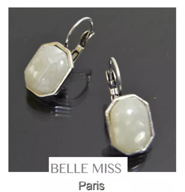 Ohrringe Brisur Ohrschmuck Belle Miss Paris Versilbert Resin/Perlmutt