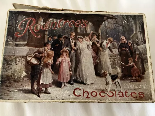 Rare Antique Vintage Rowntrees Advertising chocolates Box- Bride, Groom, Wedding