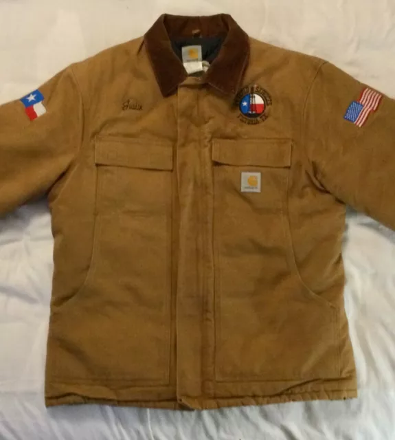 CARHARTT 42 R B Cotton Duck Quilted Insulated Jacket Storm Cuffs 2 Way Zip