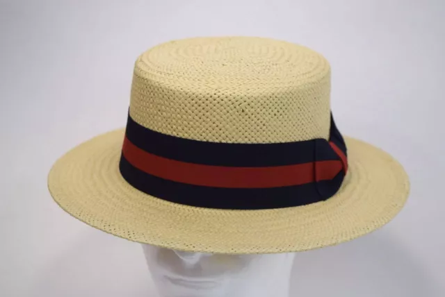 Mens Dress Casual Boater Hat Skimmer Sailor Barbershop Straw Natural S, M, L, XL