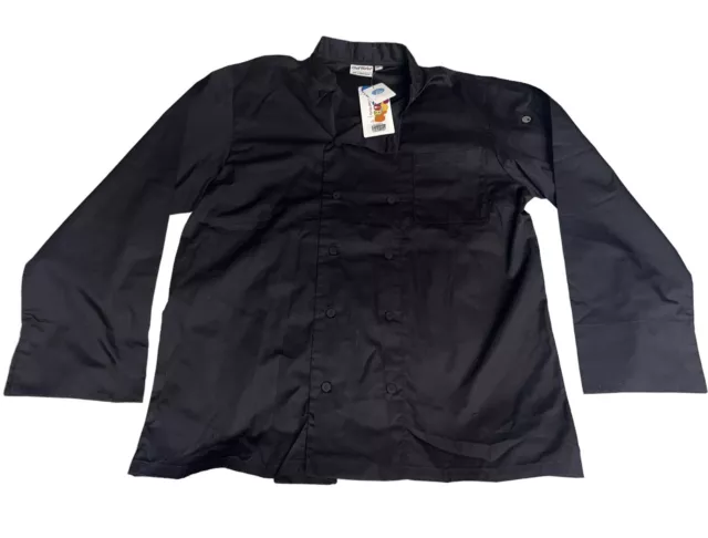 Chef Works Chefs Coat Black Long Sleeve Cooking Jacket Shirt Uniform ￼sz L