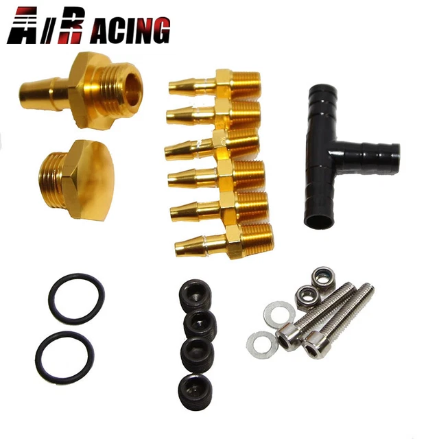 6 PORT VACUUM Block Intake Manifold Kit Fuel Wastegate Turbo 1/8NPT