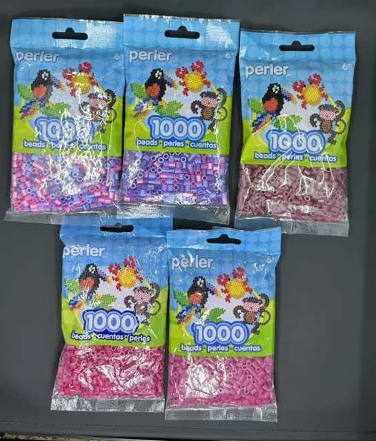 Perler Bead Bag 1000, Bundle of Cranapple and Cherry Red (2 Pack)