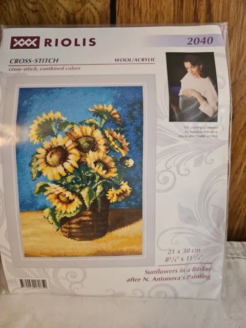 Counted Cross-stitch kit Sunflowers in a Basket 2040 Riolis  14 ct Aida Zweigart
