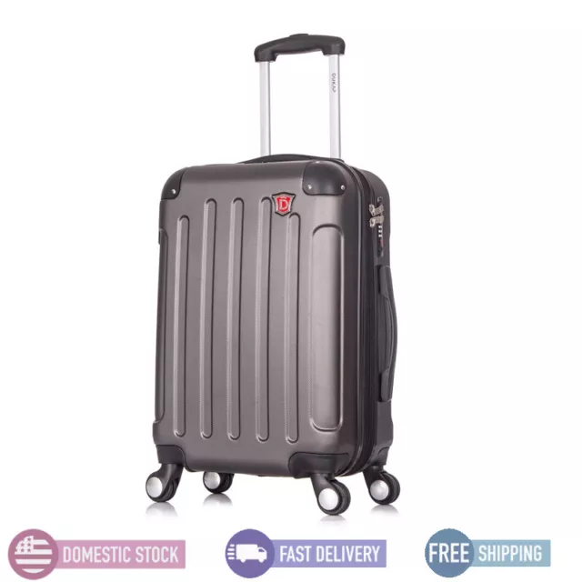 20" Hardside Spinner Carry On Luggage W/USB Port Expandable Lightweight Gray New