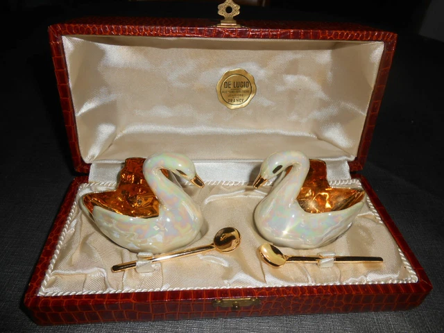 Salière, poivrière et sucrière cygne en porcelaine - Arts de la table