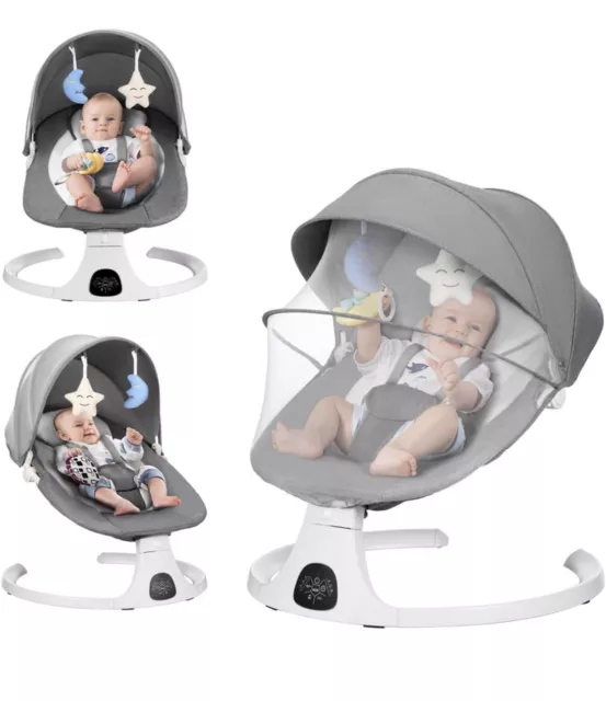 Electric Baby Rocker Bouncer With Bluetooth And Lullabies For 0-12 Months