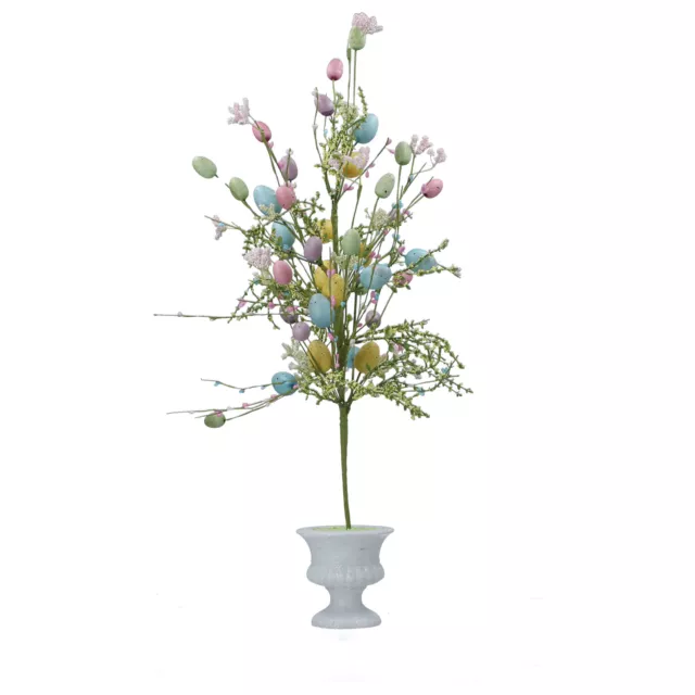 Gisela Graham Pastel Speckled Easter Egg and Glittery Pot Easter Twig Tree