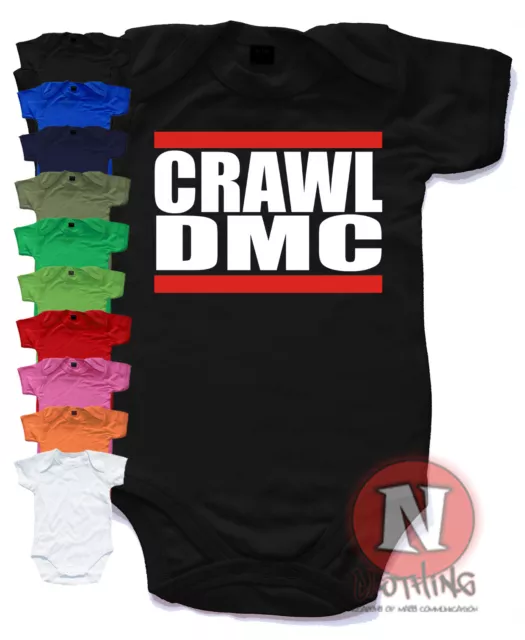 Naughtees Clothing Babygrow CRAWL DMC in RUN DMC Cotton Baby vest Babysuit