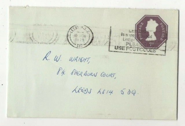 Leeds MLO Postage Paid Cover 1979 Yorkshire 265c