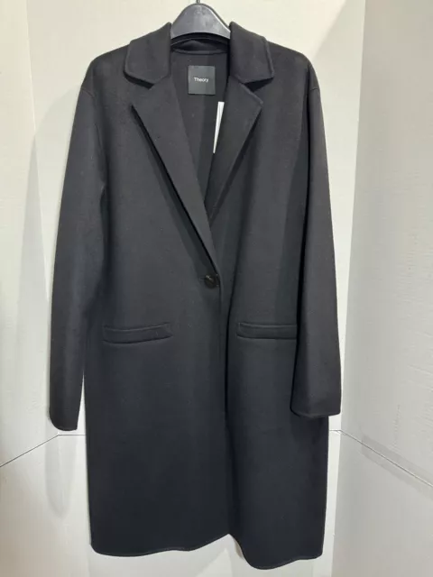 NWT THEORY Peirette Coat Double Face Luxe New Divide Black Sz S M0801425