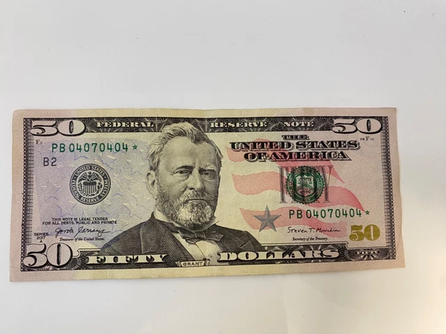 50 DOLLAR Bill Fifty Federal Reserve Note 2017A Star Note $50 2