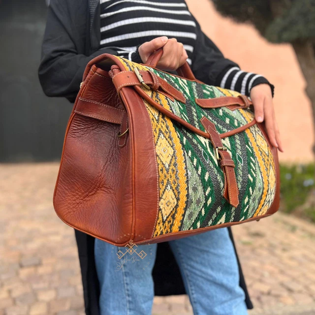 kilim travel bag Victorian Carpet Bag Mary Poppins Vintage Leather weekender