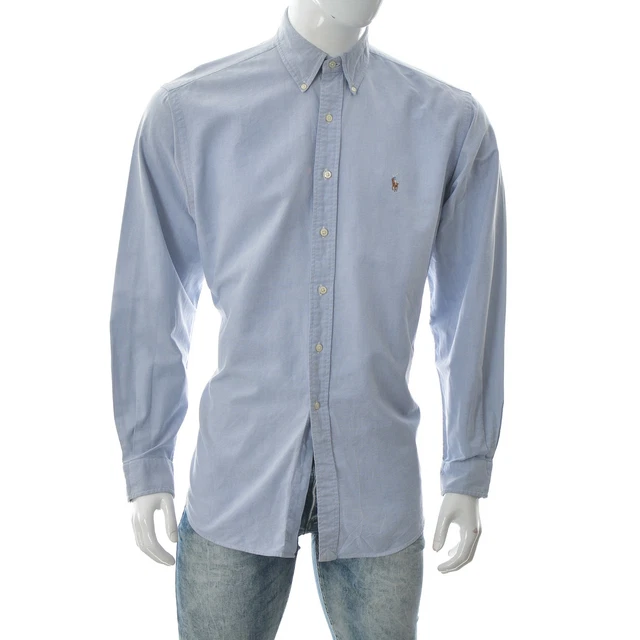 Ralph Lauren Polo Uomo Oxford Yarmouth Camicia Manica Lunga Luce Blu Taglia