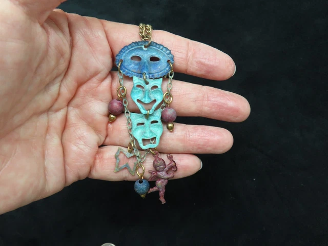 Vintage Mask & Comedy & Tragedy Slide Pendant/Necklace