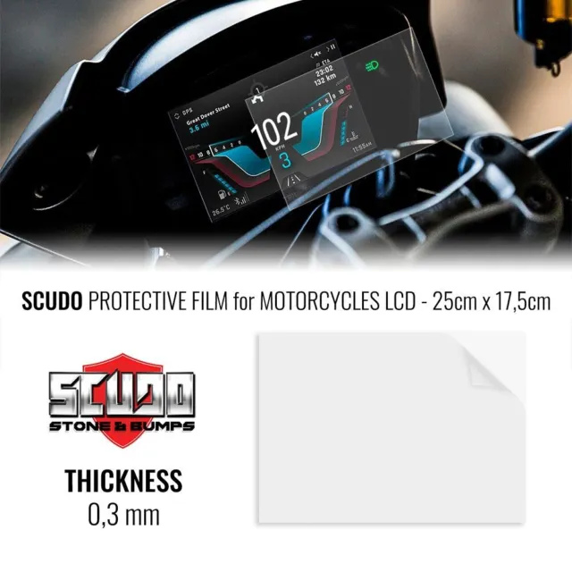 PELLICOLA ADESIVA SCUDO per Protezione Schermi LCD Moto, 25 x 17,5 cm EUR  12,90 - PicClick IT