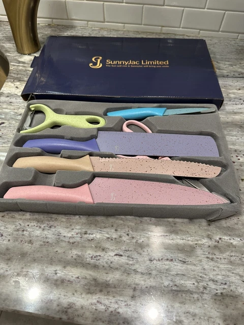 Sunny Jac Limited Kitchen Knife Set Colorful Stainless Steel Wheat Straw Handles