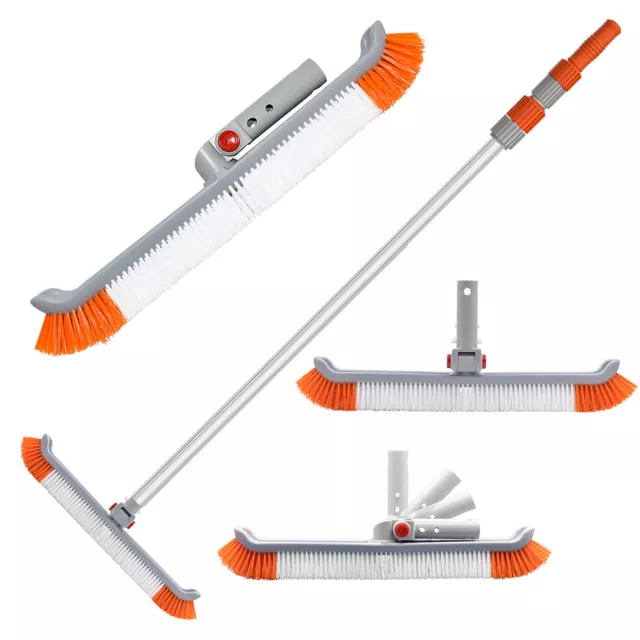 Swimming Pool Brush User-friendly Adjustable Telescopic with Stiff Bristles Tile