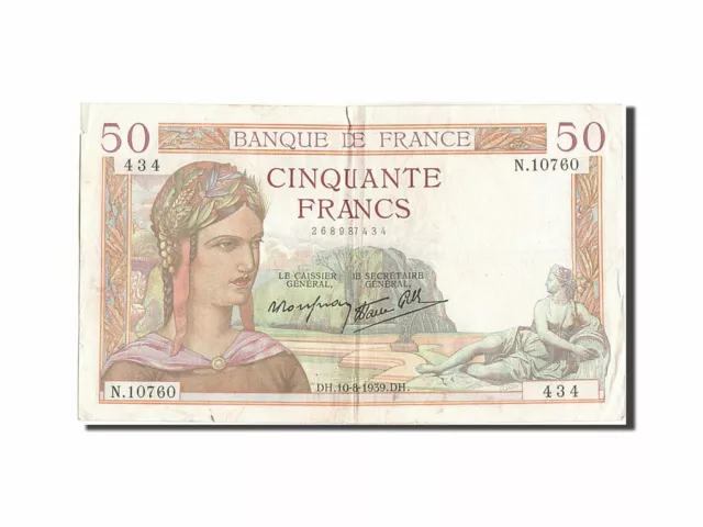 [#205444] Banknote, France, 50 Francs, 50 F 1934-1940 ''Cérès'', 1939, VF