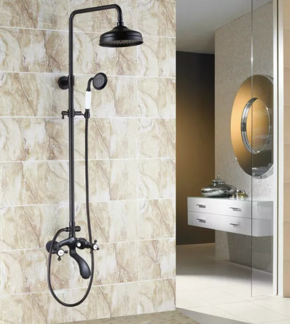 Oil Rubbed Bronze Bathroom Shower Faucet Set 8" Rain Shower Head, Handheld Spray