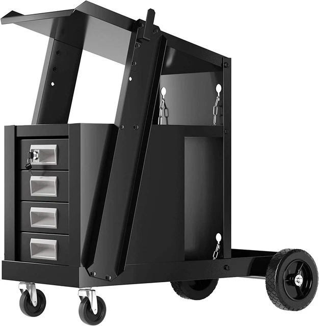Goplus Welder Cart, MIG TIG ARC Welding Plasma Cutter Tank Storage W/2 Safety Ch