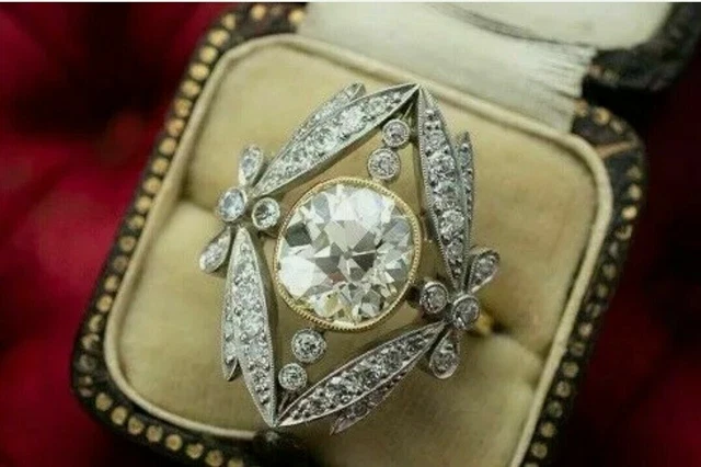 2.77 Ct Round Cut Lab-Created Diamond Fancy Filigree Openwork Olden Vintage Ring