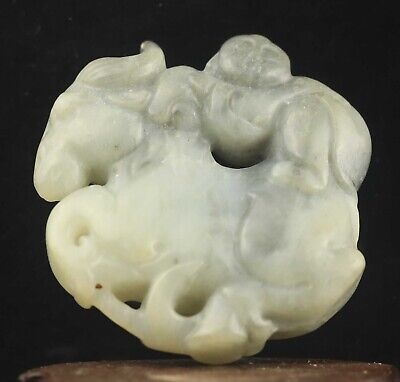 Chinese old natural jade hand-carved statue dragon pendant i