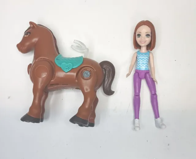 2017 Mattel BARBIE ON THE GO Miniature Bobble Head Barbie Doll & Motorized Horse