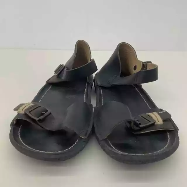 Kickers Black Leather Flat Women's Sandal - Size 10.5 2