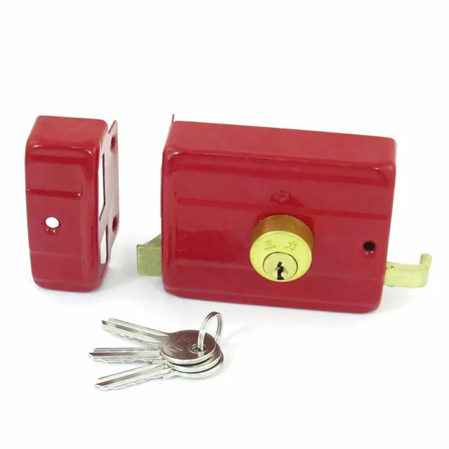 Residential Door Furniture Hardware Gate Dual Latch Red Lock w 3 Keys