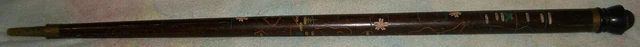 VINTAGE 40s WALKING STICK CANE POOL BILLIARD CUE STICK HAND CARVED MAP JAPAN