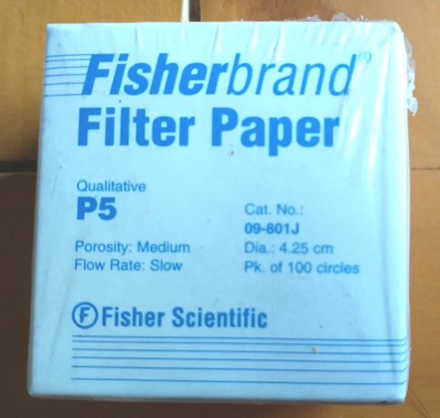 FISHERBRAND P5 Filter Paper 42.5mm Diameter Pore Size 5-10um 09-801J 100/PK