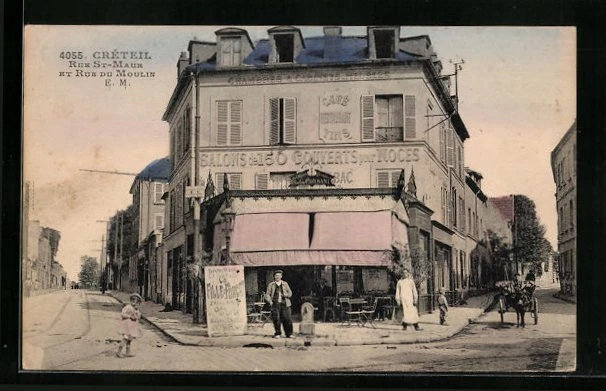 CPA Créteil, Rue St-Maur and Rue du Moulin, street views