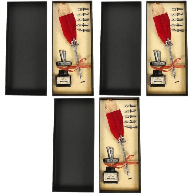 3 juegos Vintage Quill Plum Plum Kit de escritura Quill Pen Practical Nibbed Stift Kalli