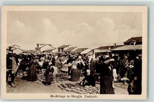 13198114 - Skopje Markttag Marktszene Skoplje / Ueskueb 1917 Gebrauchsspuren