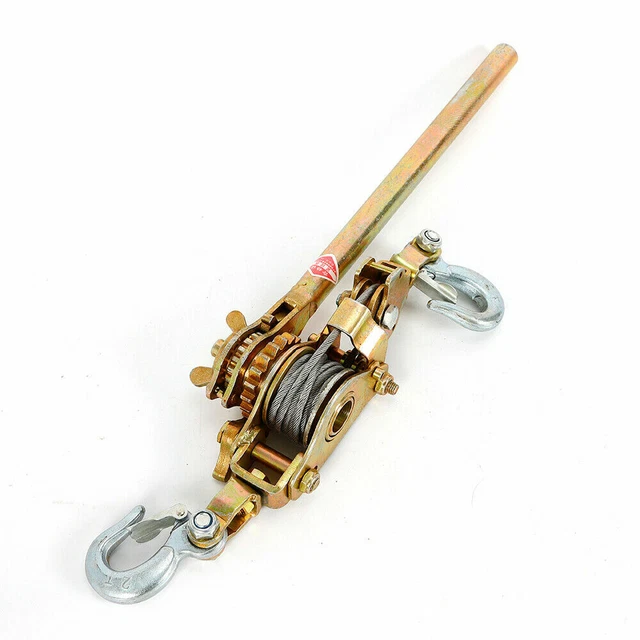 2 Ton Heavy Duty Ratchet Lever Hoist Hand Puller Come Along 2 Hooks Cable 4400LB