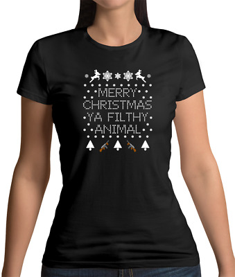 Merry Christmas Ya Filthy Animal - Womens / Ladies T-Shirt - Movie - Xmas