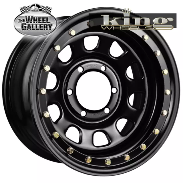 Set of  King D-Locker 16x8 6/139.7 40P Satin Black - Zinc Bolts Steel Wheels