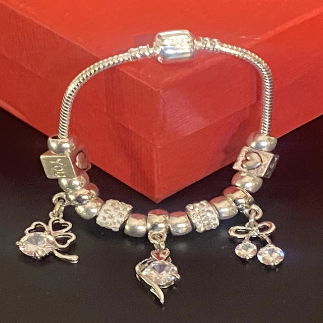 Bracciale tipo pandora da donna con charms argento braccialetto catena snake di