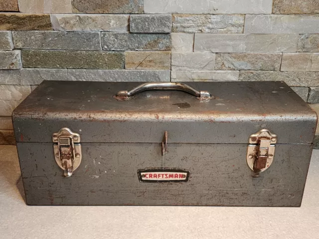 Vintage Craftsman Crown Logo Tool Box with Tray & Metal Handle