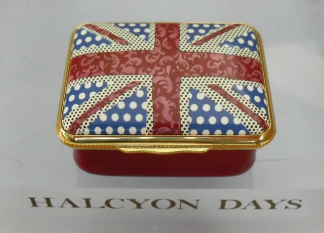 Halcyon Days "Union Flag" Caroline Gardner Enamel Box - 1 7/8"(4.75cms)