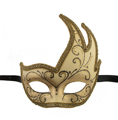 Mask from Venice Colombine Swan Lilou Black Golden Gala 1140 V57