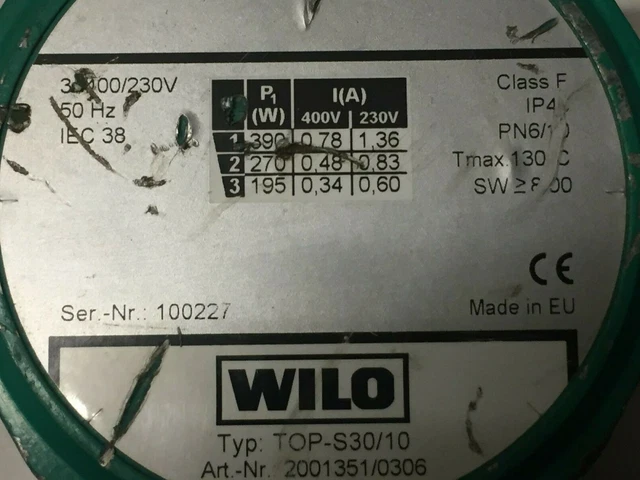 MOTORWICKLUNG WILO TOP-S30/10 Umwälzpumpe Heizungspumpe gebraucht 28 ...