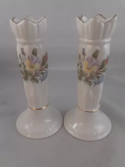 Aynsley Wild Tudor Candle Holders x 2 Fine Bone China 1st Quality British