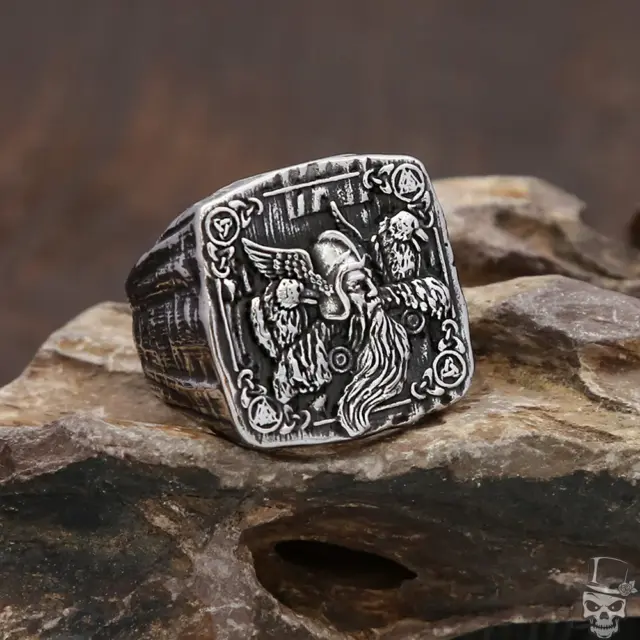 Sculpt Rings™ Stainless Steel Odin Ornament Ring - Punk Rock Vintage Jewelry