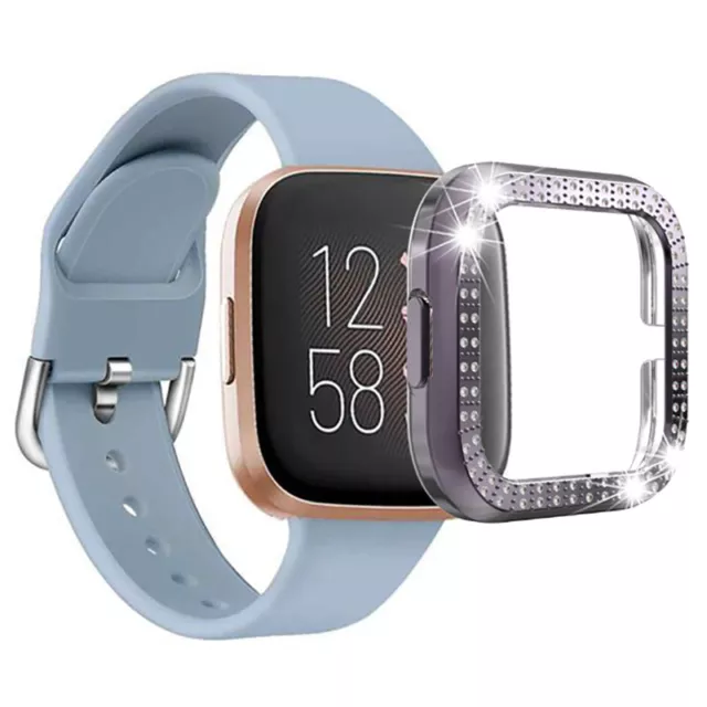 Für Fitbit Versa 2 Smartwatch Cover Glänzend Kristall Strass Schutzhülle 3
