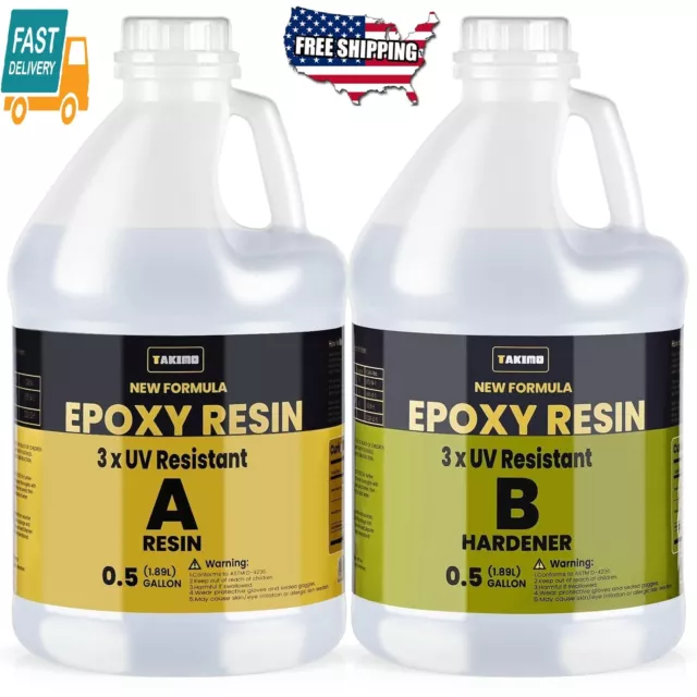 Epoxy resin 1 gallon kit, excellent clarity, clear, easy mixing, free  delivery