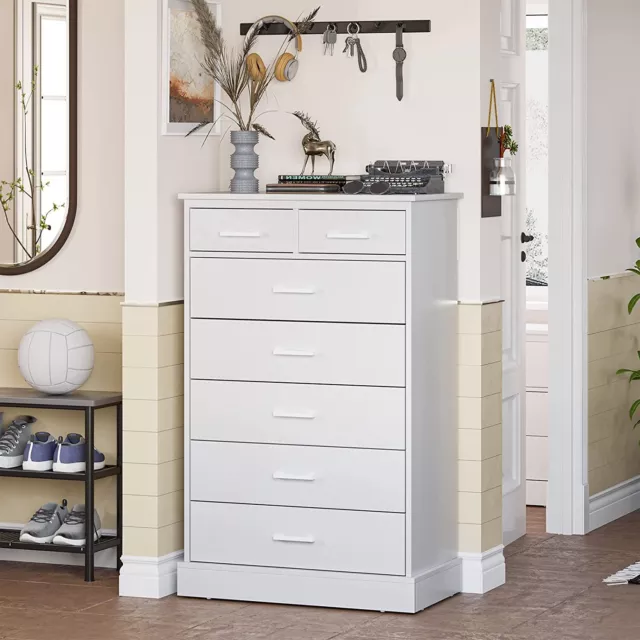 Tall 7 Drawer White Dresser for Bedroom Large Storage Cabinet, Chest of Drawers