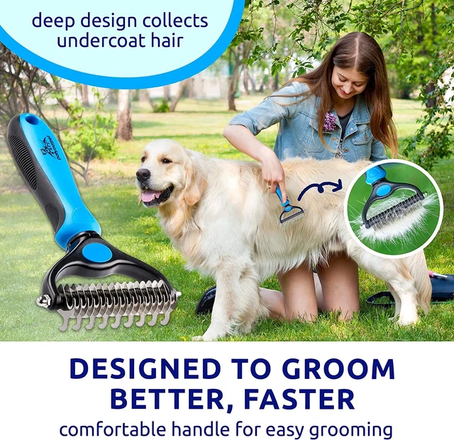 Brush Pet Dog Cat Grooming Hair Comb Remover Tool Fur Undercoat Rake Double-Side 7